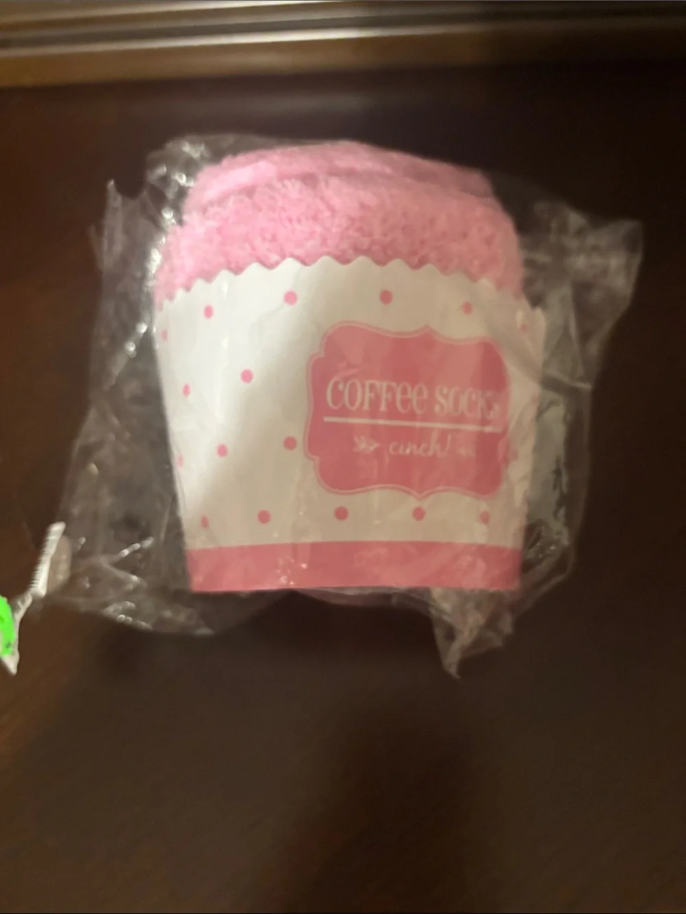 NIP Cozy Pink 'Bring Me Coffee' Plush Slipper Socks